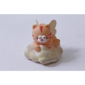 Winged Cat on a Cloud, Flocked Figure,  PVC Figure, Vintage, Toy, Collectible, ,
